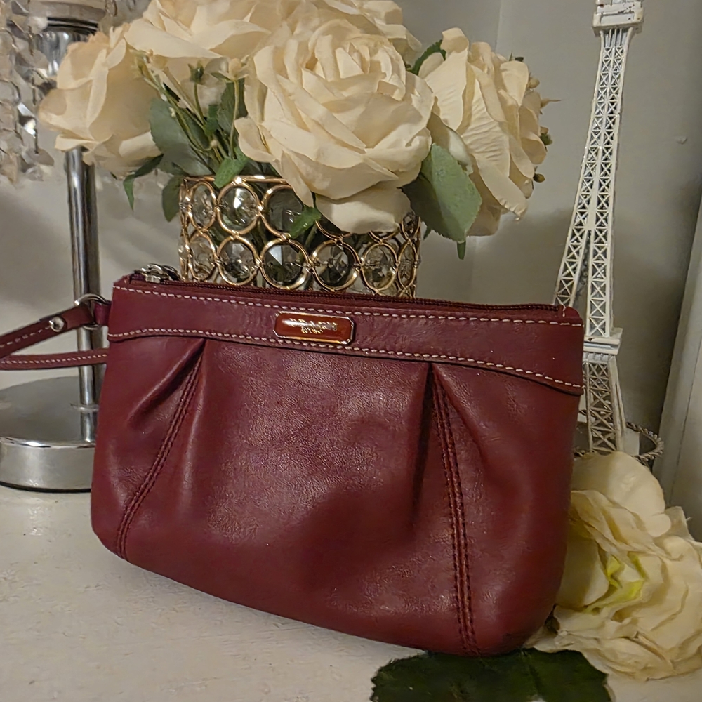 Coach Burgundy Leather Wristlet